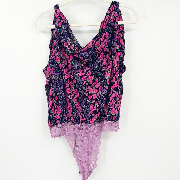 Free People Intimately Womens Fairy Bare It All Lace Floral Tank Bodysuit Size M - Picture 11 of 11